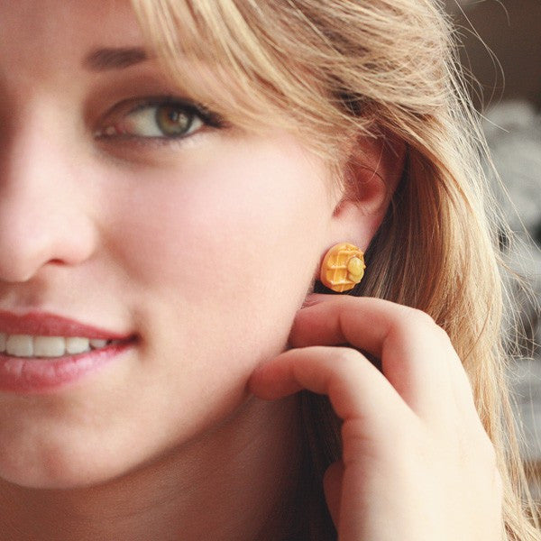 Scented Maple Syrup Waffle Earstuds - Tiny Hands
 - 2