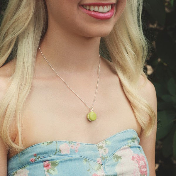 Scented Pistachio French Macaron Necklace - Tiny Hands
 - 2