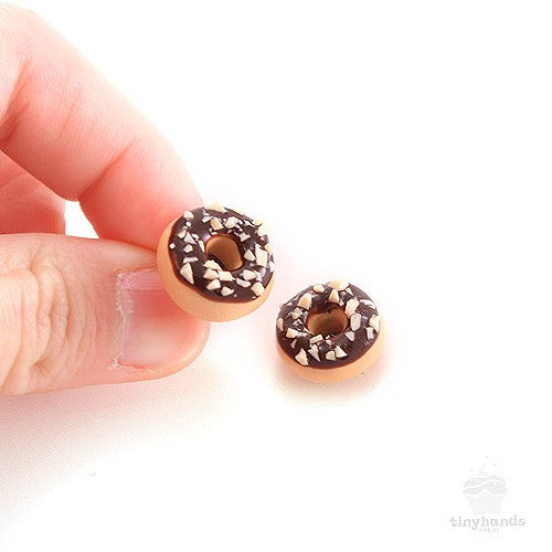 Scented Chocolate Nut Donut Earstuds - Tiny Hands
 - 2