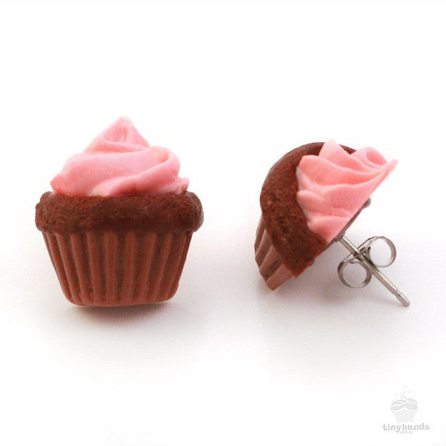 Scented Strawberry Chocolate Cupcake Earstuds - Tiny Hands
 - 3