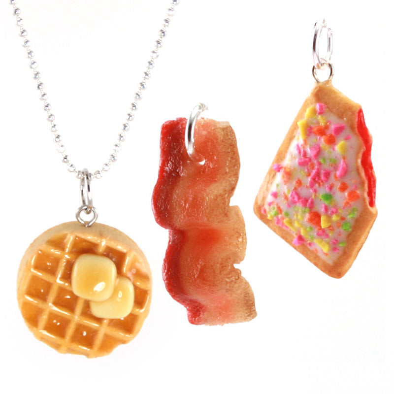 Breakfast Favorites Set: Scented Waffle, Bacon and Toaster Pastry Necklace Set