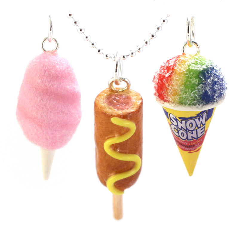 State Fair Set: Scented Cotton Candy, Corn Dog and Snow Cone Necklace Set