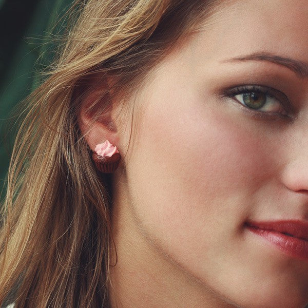 Scented Strawberry Chocolate Cupcake Earstuds - Tiny Hands
 - 2