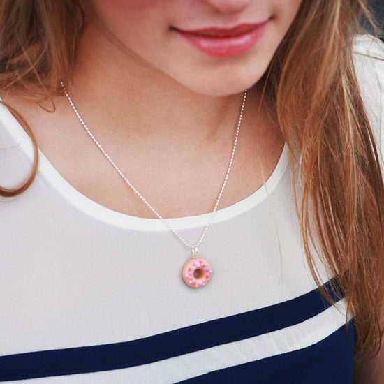 Load image into Gallery viewer, Scented Strawberry Sprinkles Donut Necklace - Tiny Hands
 - 2
