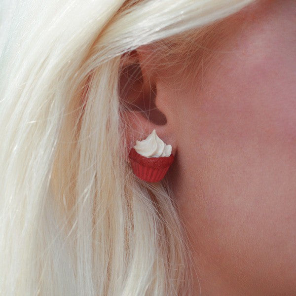 Load image into Gallery viewer, Scented Red Velvet Cupcake Earstuds - Tiny Hands
 - 2
