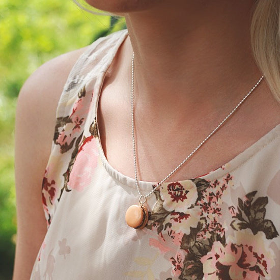 Scented Caramel Coffee French Macaron Necklace - Tiny Hands
 - 2