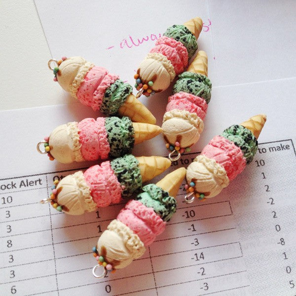 Scented Triple Scoop Ice Cream Cone Necklace - Tiny Hands
 - 2