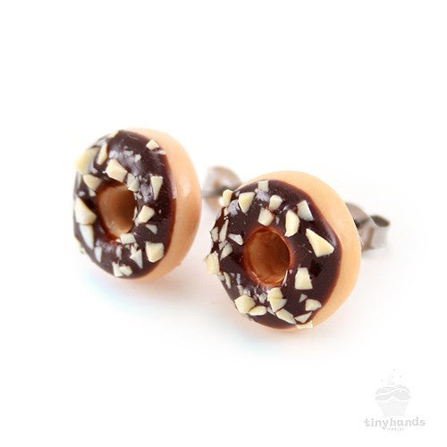 Scented Chocolate Nut Donut Earstuds - Tiny Hands
 - 1