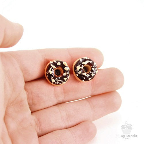 Scented Chocolate Nut Donut Earstuds - Tiny Hands
 - 4