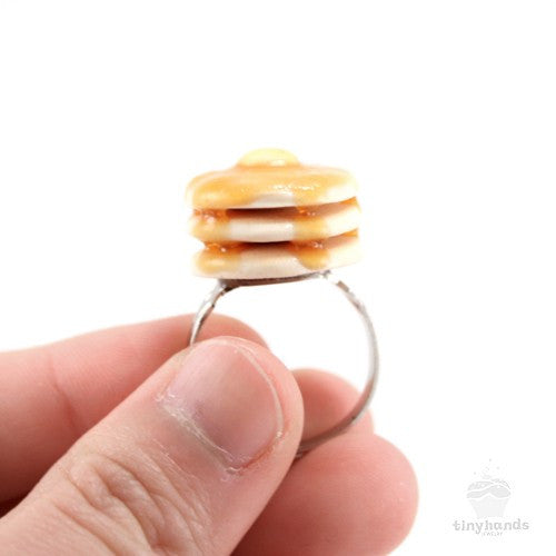 Pancake Polymer Clay Earrings, Miniature Food Jewelry, Breakfast