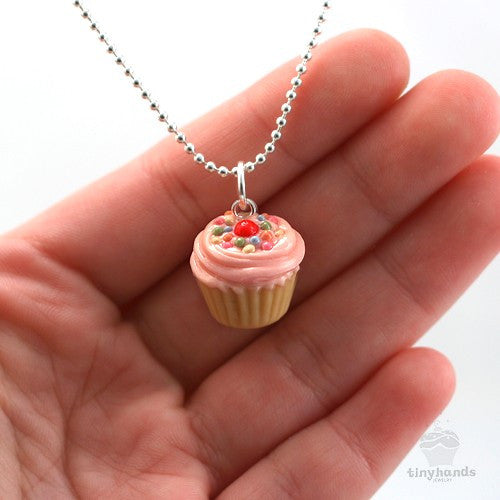 Load image into Gallery viewer, Scented Strawberry Sprinkles Cupcake Necklace - Tiny Hands
 - 3
