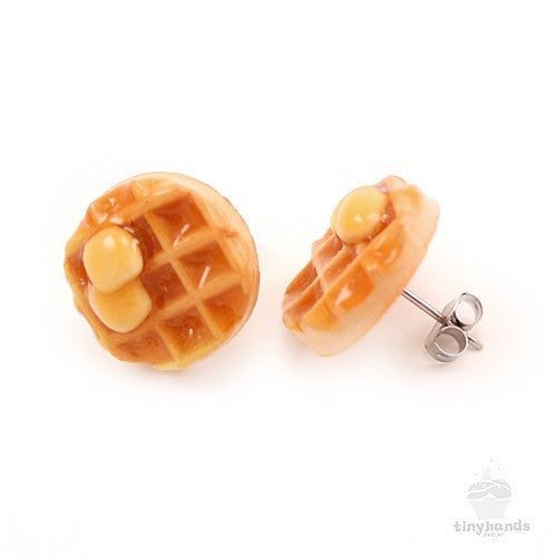 Scented Maple Syrup Waffle Earstuds - Tiny Hands
 - 3