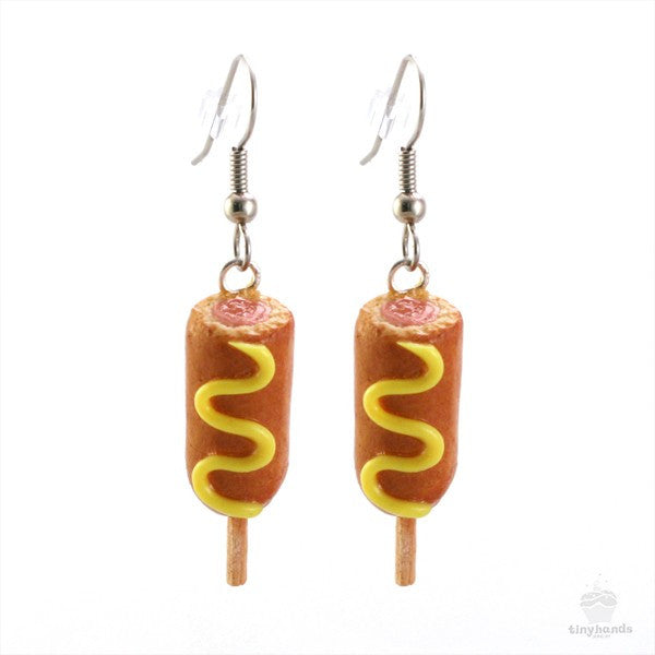 Load image into Gallery viewer, Maple Syrup Scented Corn Dog Earrings - Tiny Hands
 - 3
