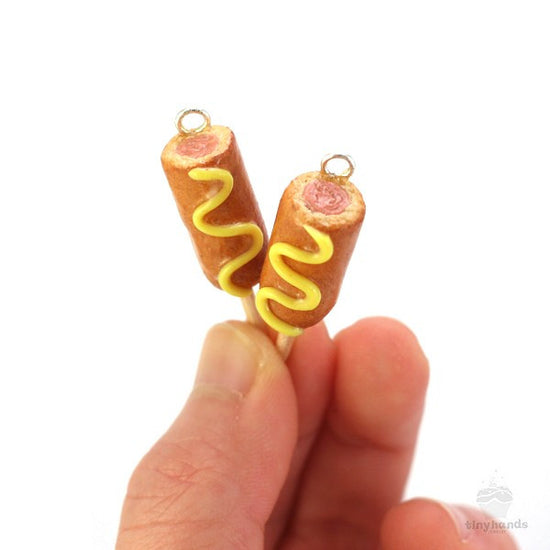 Load image into Gallery viewer, Maple Syrup Scented Corn Dog Earrings - Tiny Hands
 - 2
