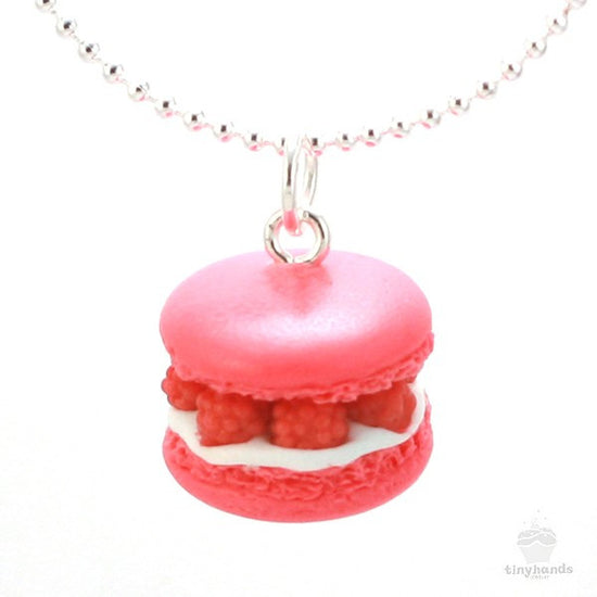 Scented Raspberry French Macaron Necklace - Tiny Hands
 - 1