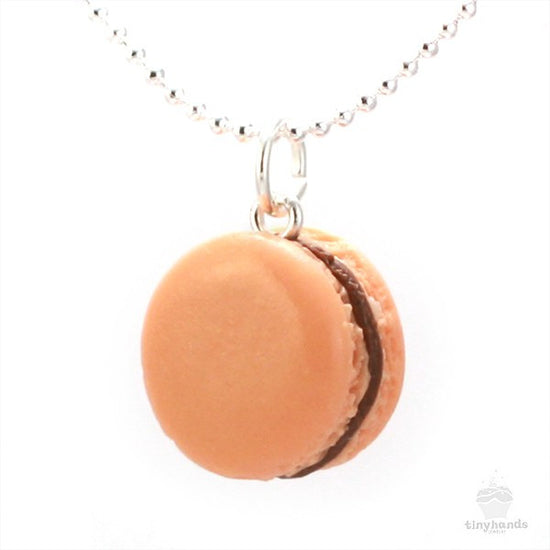 Scented Caramel Coffee French Macaron Necklace - Tiny Hands
 - 1