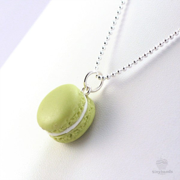 Load image into Gallery viewer, Scented Pistachio French Macaron Necklace - Tiny Hands
 - 3

