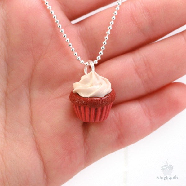 Load image into Gallery viewer, Scented Red Velvet Cupcake Necklace - Tiny Hands
 - 5
