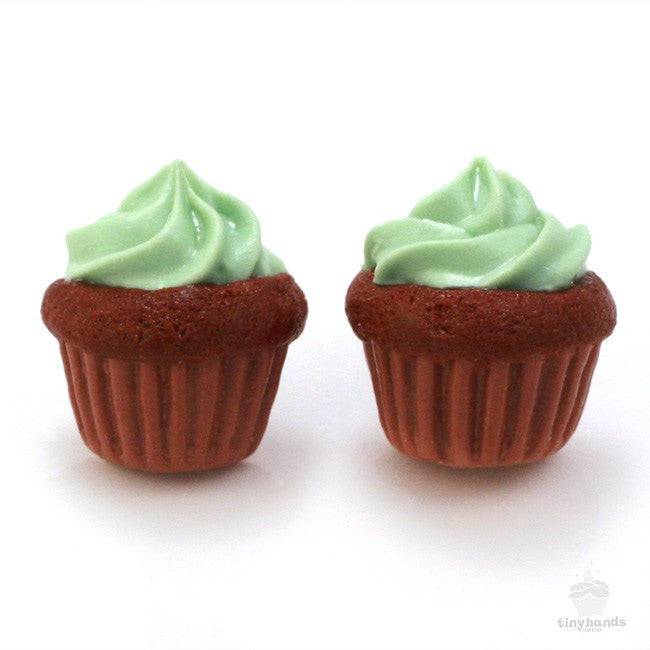 Scented Mint Chocolate Cupcake Earstuds - Tiny Hands
 - 1