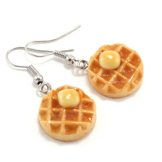 (Wholesale) Scented Maple Syrup and Butter on Waffle Earrings